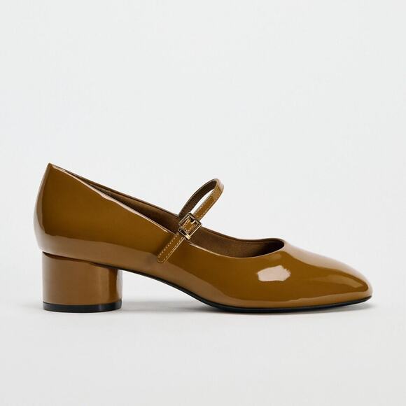 ZARA Mary Jane Patent Heels NWT – Ochre Buckled Block Heels, Size 8 & 9 - Picture 10 of 16